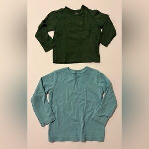 Primary Long Sleeve Tees - Forest Green and Blue 2T